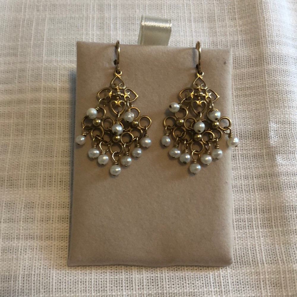 Elizabeth Showers Pearl Chandelier Earrings